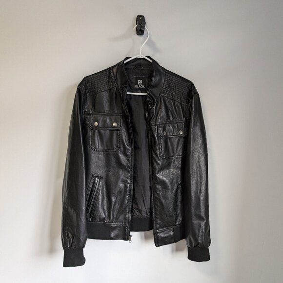 Black Brand Faux Leather Jacket - Picture 1 of 4
